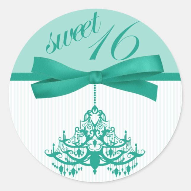 Turquoise White Sweet Sixteen Chandelier Stickers (Front)