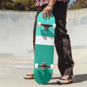 Turquoise White Teal Color Block Style Design Skateboard