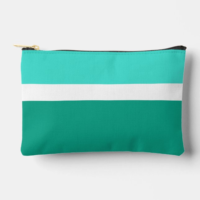 Turquoise White Teal Colour Block Style Design  Accessory Pouch (Front)