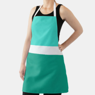 Turquoise White Teal Colour Block Style Design  Apron