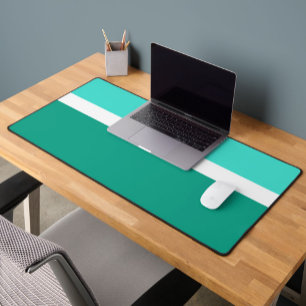Turquoise White Teal Colour Block Style Design Desk Mat