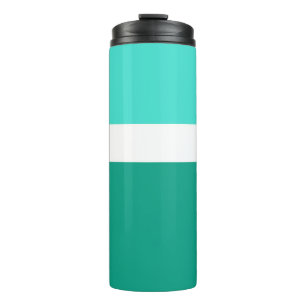 Turquoise White Teal Colour Block Style Design Thermal Tumbler