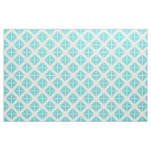 Turquoise White Trendy Triangles Pattern Fabric