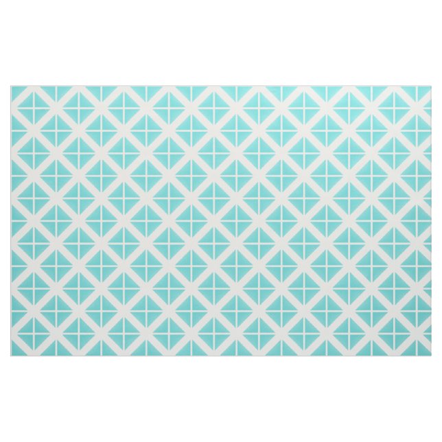 Turquoise White Trendy Triangles Pattern Fabric (Yard)