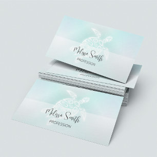 Turquoise White Turtle Coastal Business Card