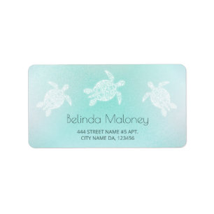 Turquoise White Turtle Label