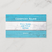 Turquoise & White Wooden Business Card