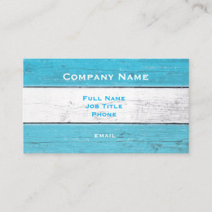 Turquoise & White Wooden Business Card
