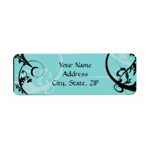 Turquoise with Black Swirl Flourish Embellishment