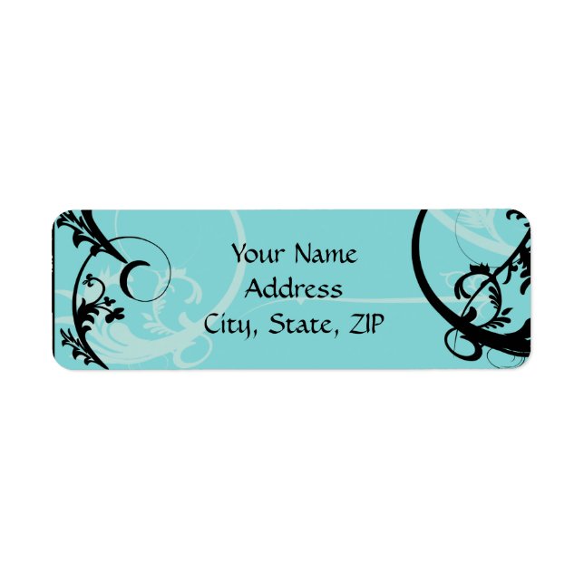 Turquoise with Black Swirl Flourish Embellishment (Front)