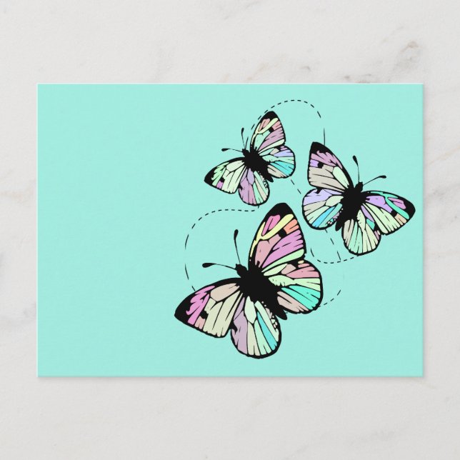 Turquoise with Butterflies Postcard (Front)