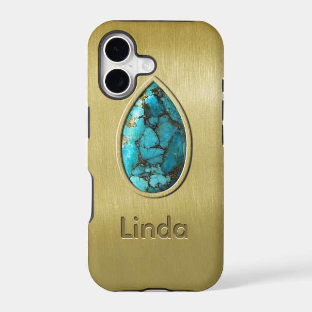 Turquoise with Gold Bezel (Back)