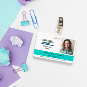 Turquoise with Logo & Photo Employee ID Badge