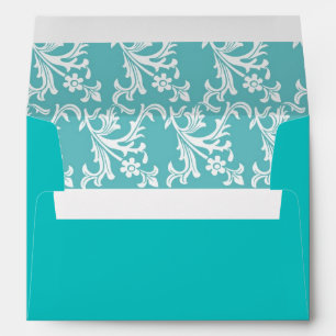 Turquoise with White Damask Envelopes