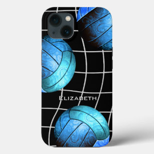 turquoise women's volleyball with vball net iPhone 13 case