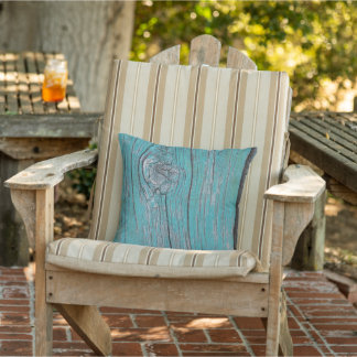 Turquoise Woodgrain Timber Plank Cushion