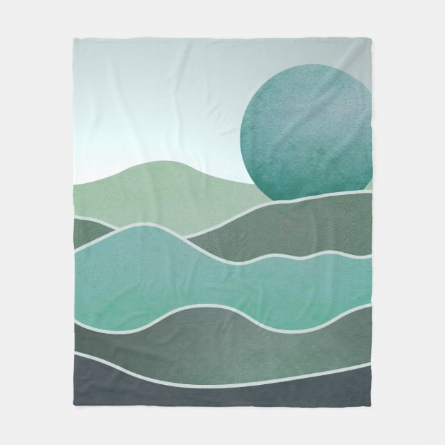 Turquoise World Landscape Fleece Blanket (Front)