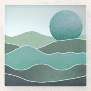 Turquoise World Landscape Glass Coaster