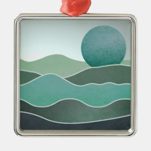 Turquoise World Landscape Metal Tree Decoration