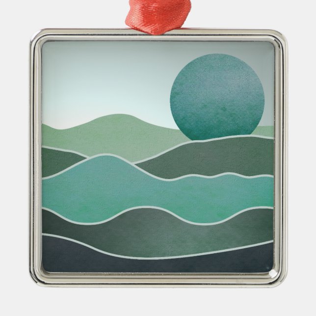 Turquoise World Landscape Metal Tree Decoration (Front)