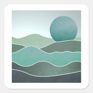 Turquoise World Landscape Square Sticker