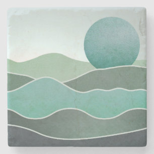 Turquoise World Landscape Stone Coaster