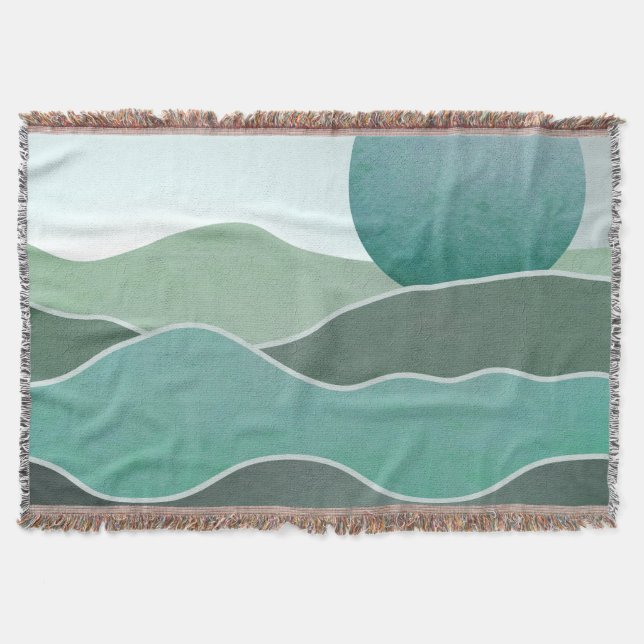 Turquoise World Landscape Throw Blanket (Front)