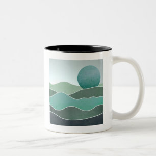 Turquoise World Landscape Two-Tone Coffee Mug