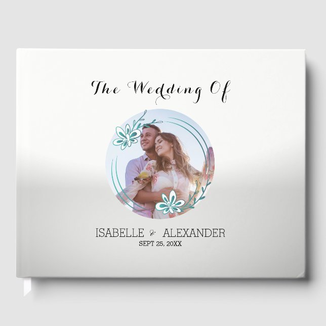 Turquoise Wreath Custom Photo Guest Book (Front)