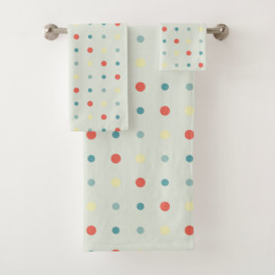 Turquoise, yellow, and Orange Dots Bath Towel Set