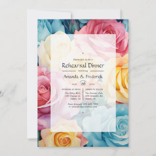 Turquoise, Yellow and Pink Floral Wedding Invitation