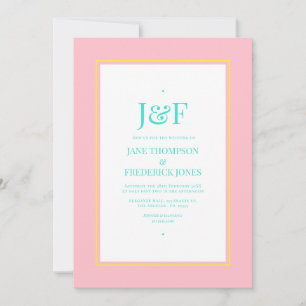Turquoise, Yellow and Pink Wedding Invitation