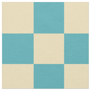 Turquoise yellow chequered pattern fabric