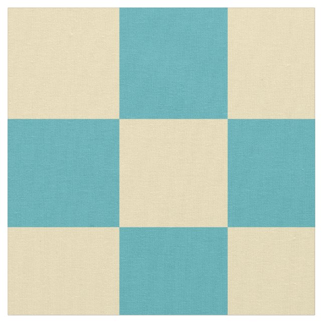 Turquoise yellow chequered pattern fabric (Close Up)