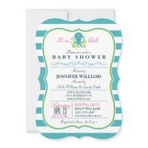 Turquoise & Yellow Octopus Baby Shower Invitation