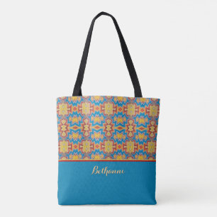 Turquoise, Yellow & Red Tribal Inspired Shapes  Tote Bag