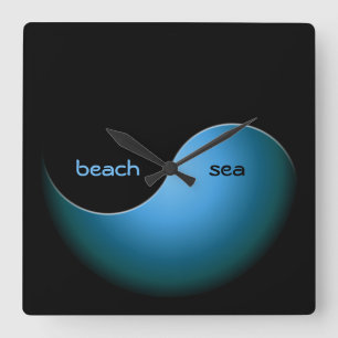 turquoise yin yang square wall clock