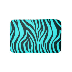 Turquoise zebra animal print pattern bath mat