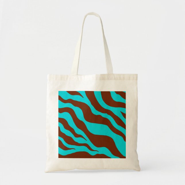 Turquoise Zebra Print Tote Bag (Front)
