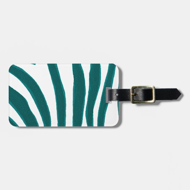 Turquoise Zebra Stripes Luggage Tags (Front Horizontal)