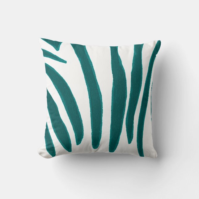 Turquoise Zebra Stripes Pillow (Front)