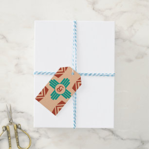 Turquoise Zia Tribal Brown Tan Gift Tags