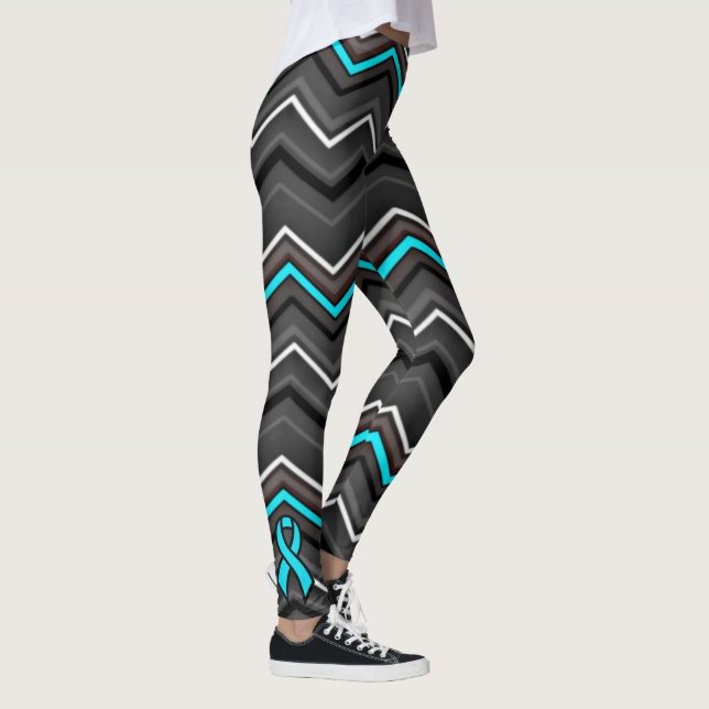Turquoise Zig Zag with Ribbon...Dysautonomia Leggings (Right)
