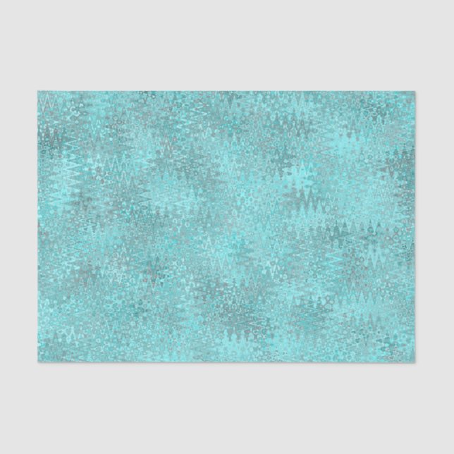 Turquoise Zigzag Pattern Tissue Paper (Front)