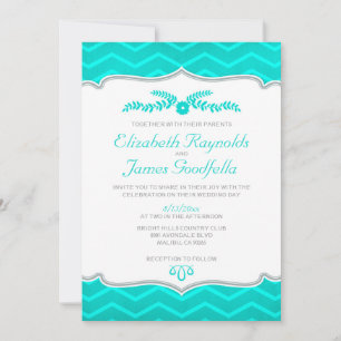 Turquoise Zigzag Wedding Invitations