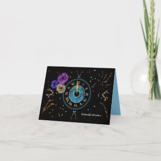 Turquoisel Midnight Clock Thank You Card