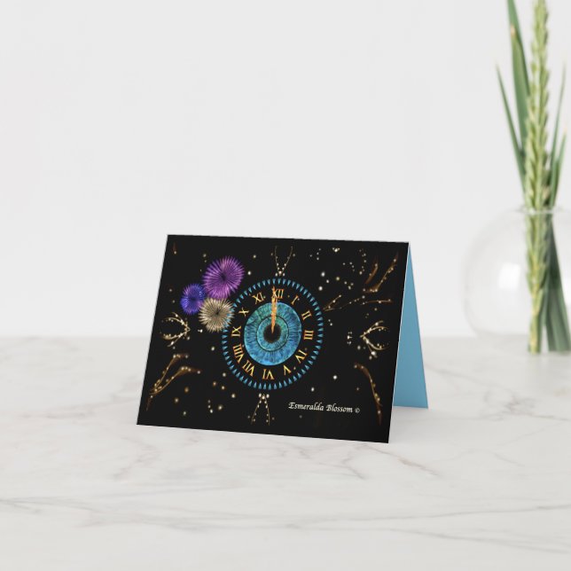 Turquoisel Midnight Clock Thank You Card (Front)
