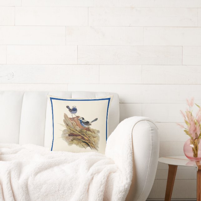 Turquoisine Superb Warbler  Cushion (Couch)