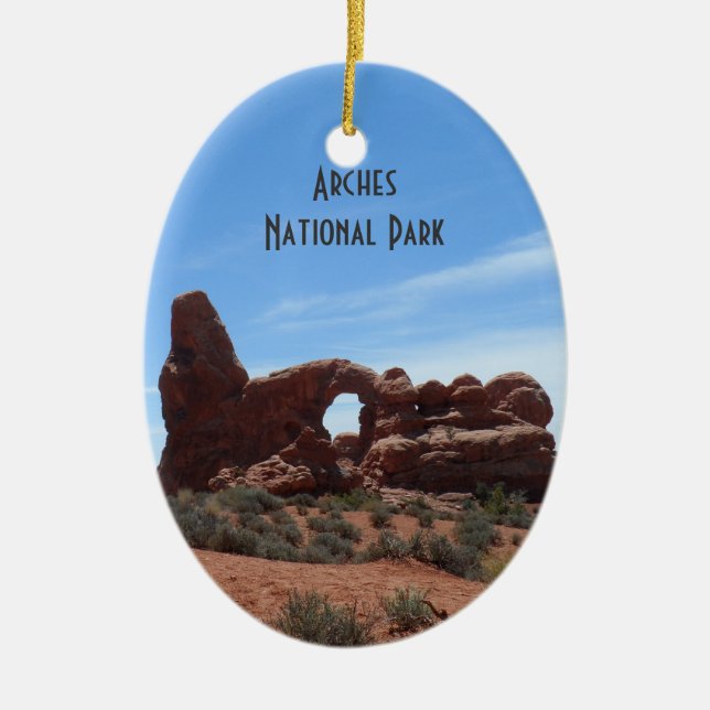 Turret Arch- Arches National Park Ceramic Tree Decoration (Front)