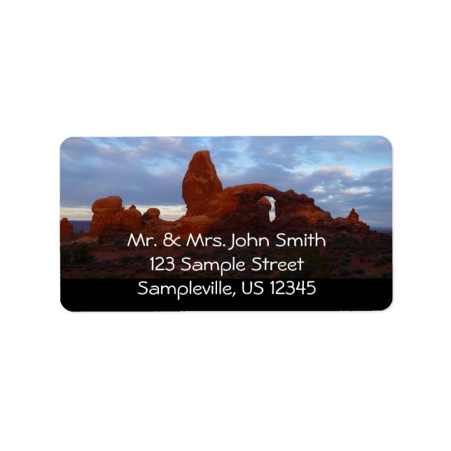 Turret Arch at Sunrise in Arches National Park Label (Front)